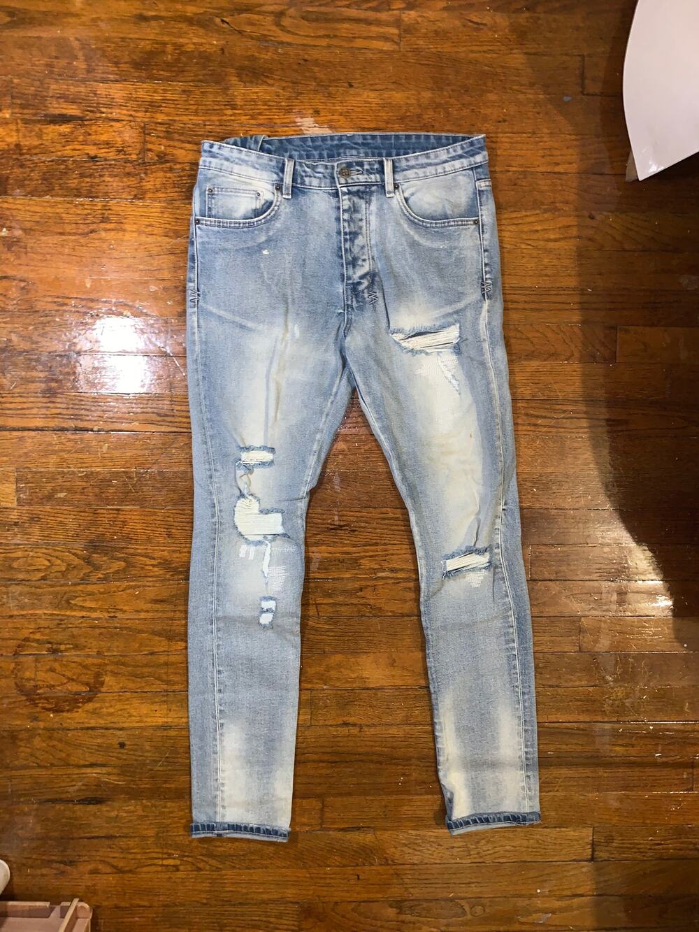 KSUBI Chitch Jeans Mens 32 Light Wash Distressed Skinny Stretch Denim 32x32